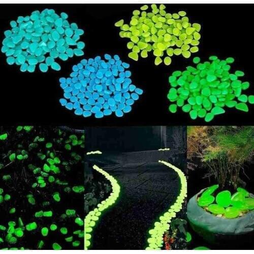 50pcs Glow In The Dark Garden Pebbles Glow Stones Glowing Stones In The Aquarium Garden Yard Decoration Gravel Glow Stones Rocks