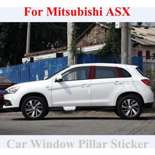 6pcs/Set Car Window Center Pillar Post Sticker Auto External Decoration Trim Film For Mitsubishi ASX Anti-Scratch Car Styling