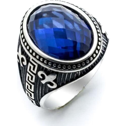 925 sterling silver Blue Zircon Stone Ring