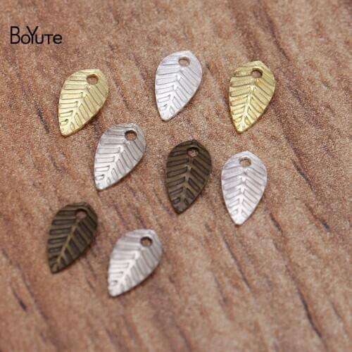 BoYuTe (1000 Pieces/Lot) 4*7MM Small Metal Brass Stamping Leaf Charms Diy Handmade Jewelry Making Materials
