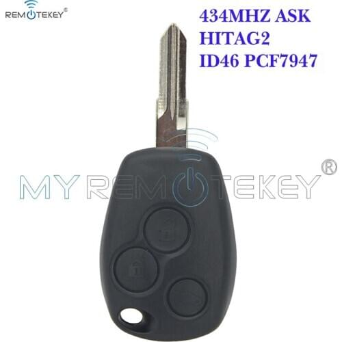 Remtekey Remote car key 3 button VAC102 433 mhz for Renault PCF7947 ASK