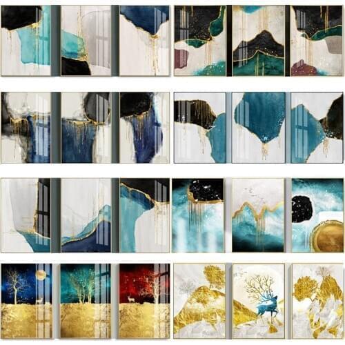 DIY Oil Painting by Numbers Triptych Pictures Animal Abstract Paint Wall Sticker Coloring Landscape Gift Home Decor