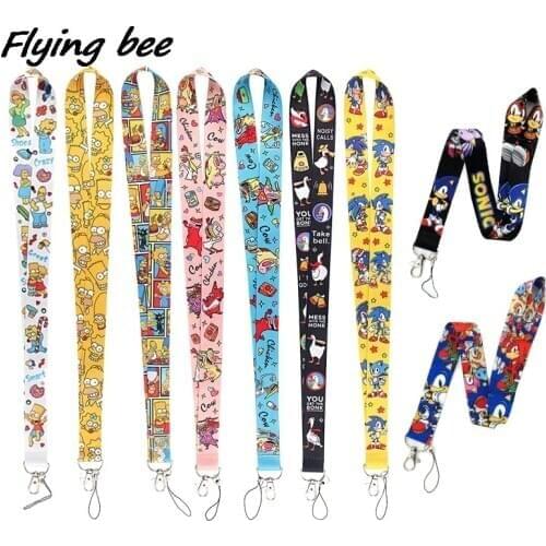 Flyingbee Cartoon Chicken And Cow Goose Hedgehog Boy Key Chain Lanyard Neck Strap For USB Badge Holder DIY Hang Rope X1173