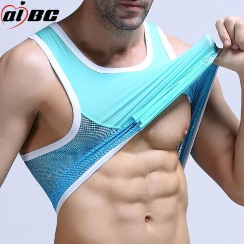Hot selling brand summer mens vest sports vest fitness casual solid color sleeveless mens underwear ice silk vest