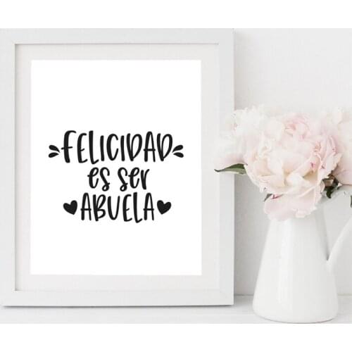 Spanish Abuela Grandma Quote Art Print Black and White Minimalist Poster Wall Art Picture Canvas Painting Spain Bedroom Decor