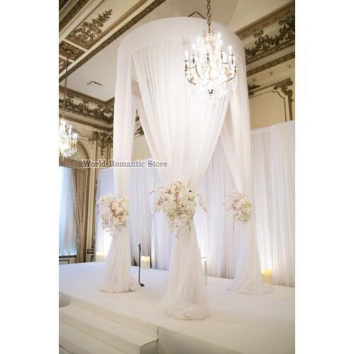Beatiful Wedding Outdoor Decorations White Round Canopy Curtain With pipe stand Banquet Reception Hall Wedding Decor