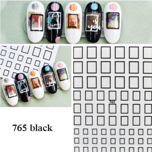 Square sticker for nail art decoration gold silver black nail foils 3D manicure accessoires luminous nail decal YJ031