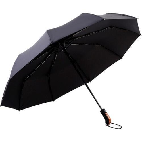 Hot Selling Black Folding Sunny and Rainy Umbrella Business Golf Umbrella Men Quality Windproof Anti-UV Umbrella