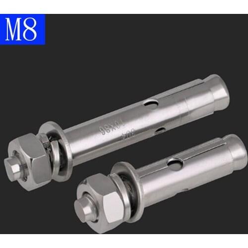 M8 60mm - 150mm Concrete Sleeve Anchors Hex Head Nut & Washer 304 Stainless Steel A2