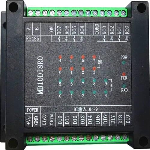 MB10DI8RO switch input and output 10 channels open into 8 channels relay output module RS485 MODBUS-RTU communication
