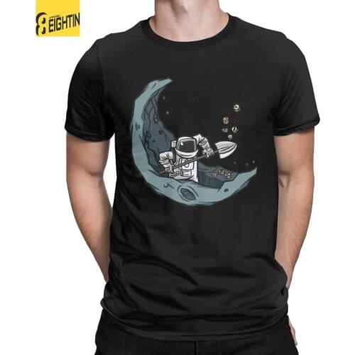 Men T-Shirts Astronaut Crypto Bitcoin Crypto Moon Novelty 100% Cotton Tees Short Sleeve T Shirt Round Collar Clothing Plus Size