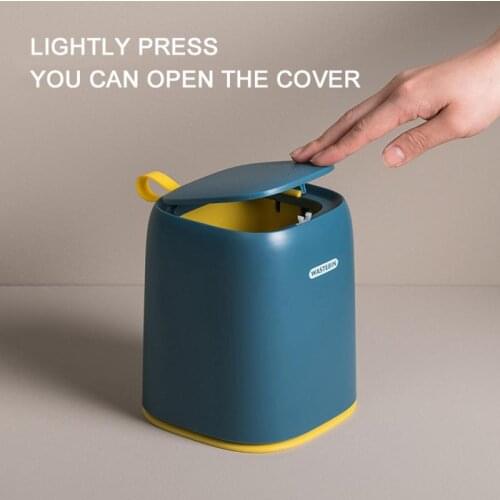 Desktop Waste Box Household Press Type Trash Can Debris Bucket With Lid Mini Dresser Garbage Can Office Storage Waste Basket