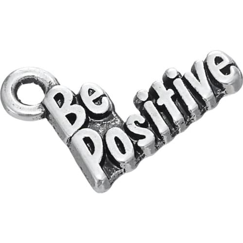 New 2021 Hand-made Word Charm Be Positive Charm Alloy Jewelry message handmade accessories metal jewelry findings