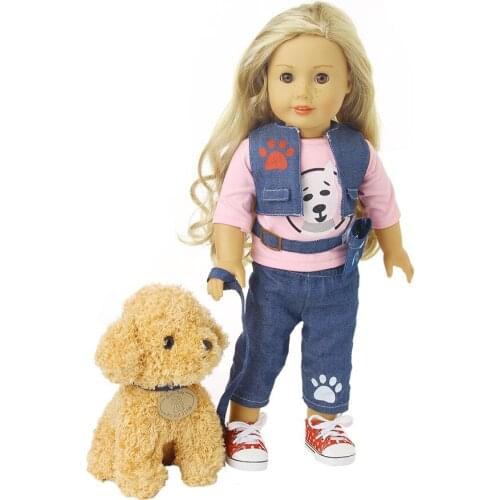2021 New Pattern Clothing Dog Denim 3-Piece Set Fit 18Inch American 43cm Baby Dollan&43cm Baby New Born Doll Clothes Accessories