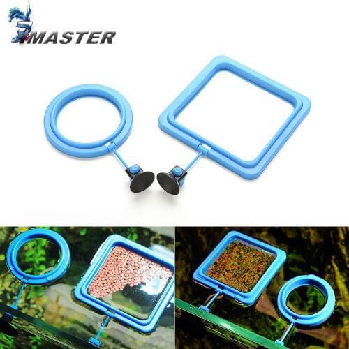 New Aquarium Feeding Ring Fish Tank Station Floating Food Tray Feeder Square Circle Accessory Water Plant Buoyancy Suction Cup