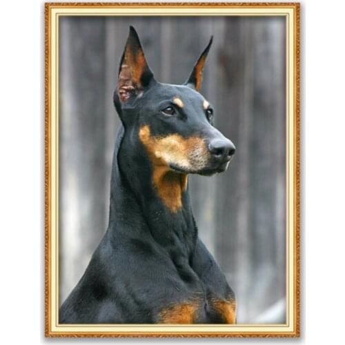 Animal Dog Doberman DIY 11CT Cross Stitch Embroidery Kits Craft Needlework Set Printed Canvas Cotton Thread Home Decoration Hot