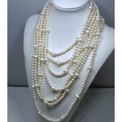 170"wonderful Longest south sea WHITE 8-9MM AND 10-11MM PEARL NECKLACE