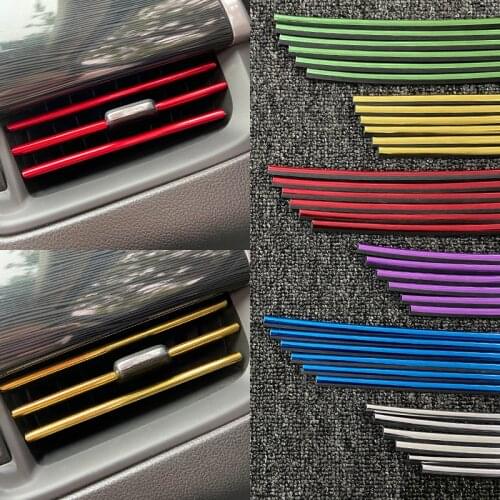 10pcs/lot Car Styling Mouldings Air Outlet Trim Strips Vent Grilles Rim Trim Decoration Strips Plating Auto Accessories Interior