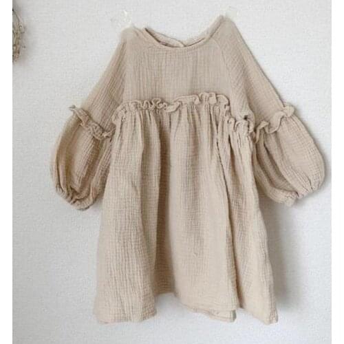 Spring Casual Baby Kids Girl Pure Color Princess Dresses For Girls Dresses Autumn Kids Girl Dress Long Sleeve Dress