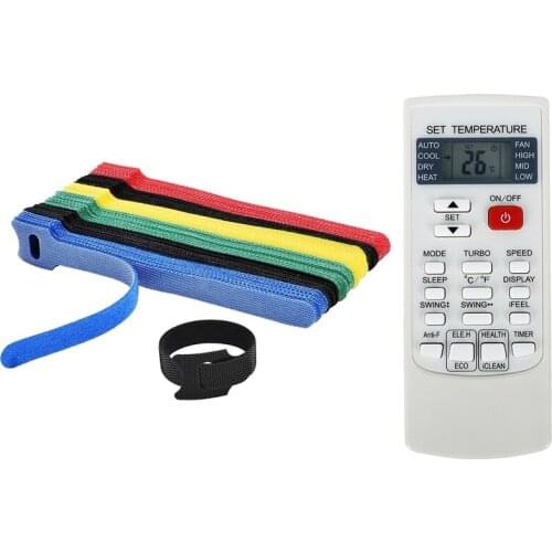 1 Pcs Air Conditioning Remote & 50 Pcs Reusable Color Mixing Cable Cord Strap Hook Loop Ties Tidy