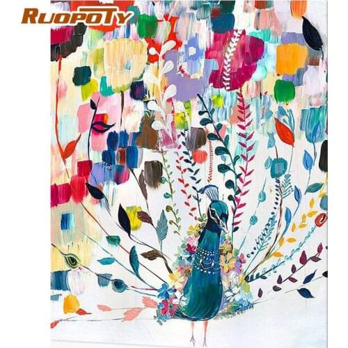RUOPOTY Colorful Animal Painting By Numbers Kits For Adults HandPainted Diy Framed On Canvas Home Bedroom Decor Wall Picture