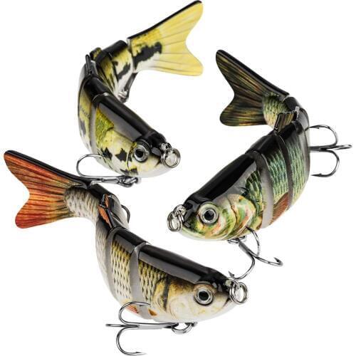 Fishing Lures for Bass Trout 5-6" Segmented Multi Jointed Swimbaits Slow Sinking Bionic Swimming Bait Freshwater Saltwater