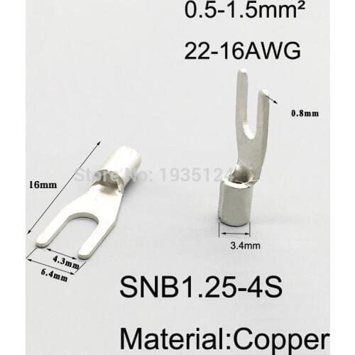SNB1.25-4S Fork Type non-insulating Spade Non-Insulated Cable Terminal