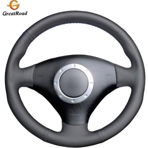 Hand-stitched Black Genuine leather Steering Wheel Cover for Audi A3 2000-2003 A4 2003-2005 RS 6 2003 S4 2004-2006 TT 2001