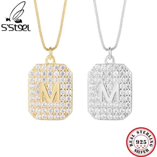 SSTEEL Zircon Geometric Pendants Necklaces Sterling Silver 925 For Women Letter Luxury Designer Minimalist Necklace Jewellery