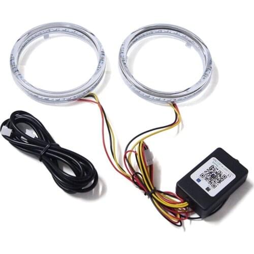 RGB color angel eye circle LED Bluetooth APP control flash breathing galloping horse rotation mode 2.5/3 inches