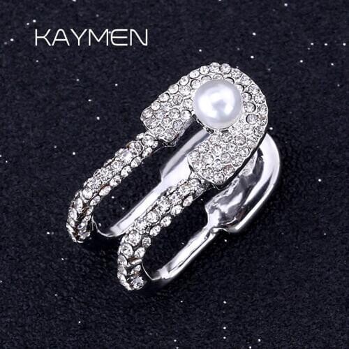 Unique Full CZ Pin-Ring for Girls, Fashion Statement Rings, Wedding Engagement Ring, Cute Ring Jewelry bijoux 00288
