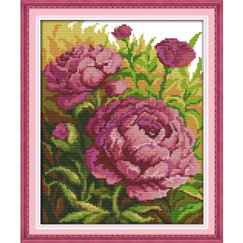 Everlasting Love Oil Painting Peony Chinese Cross Stitch Kits Ecological Cotton Stamped Printed 14 DIY Gift Christmas Decoration