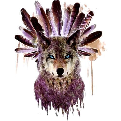 5pcs 3D Wolf Waterproof Temporary Tattoos Men Beauty Animals With Feather Tatoo Tatouage Temporaire Femme Cheap Stuff Sticker