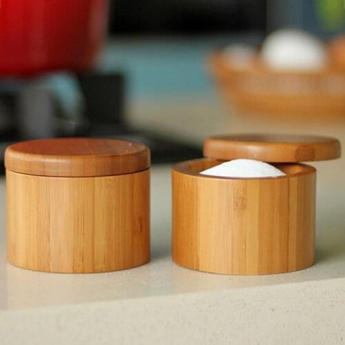 Wonderlife Spice Box Bamboo Spice Shaker Jar Sugar Salt Pepper Herb Toothpick Storage Bottle BBQ Box With Lid For Kitchen
