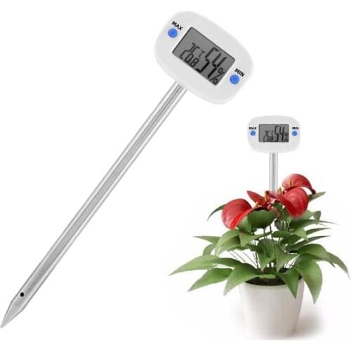 Yieryi New 2 In 1 Digital Soil Thermometer Meter High Precision Temperature Sensor Tester Moisture Content Analyzer Garden Tool