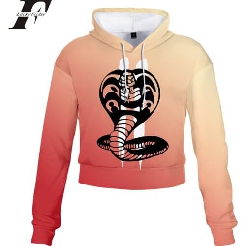 Cobra Kai Women Sweatshirt kpop 3D Print Snake Hoodies Tie Dye Crop Hoodie Long Sleeve Jumper Hooded Pullover Casual Sweatshirt