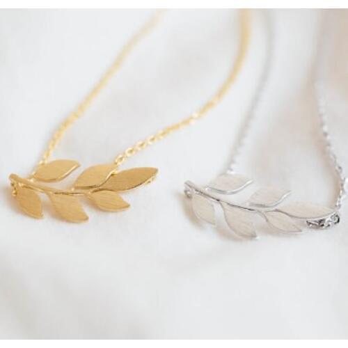 Fashion pretty organic Laurel Leaf Pendant Necklace for women