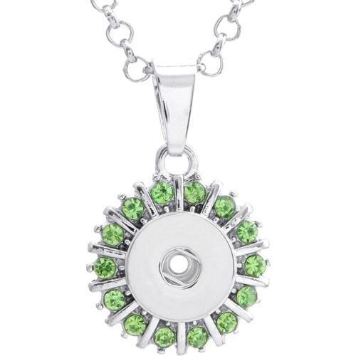 10PCS Fashion Round Pendent Silver Plated Colorful Rhinestones Pendulum Fit Snap Necklace 12mm Interchangeable Snap Buttons