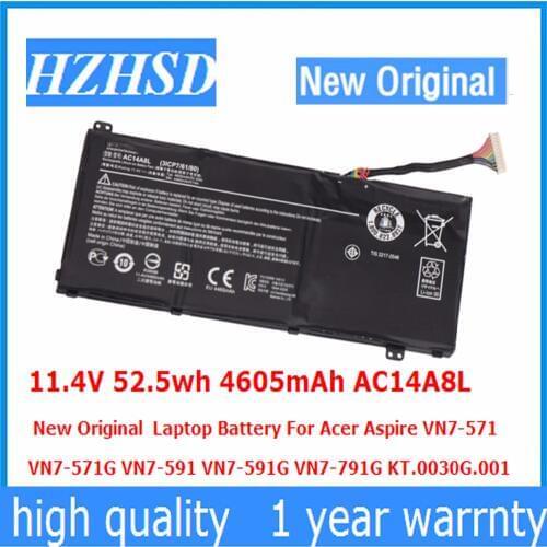 11.4V 52.5wh 4605mAh AC14A8L New Original Laptop Battery For Acer Aspire VN7-571 VN7-571G VN7-591 VN7-591G VN7-791G