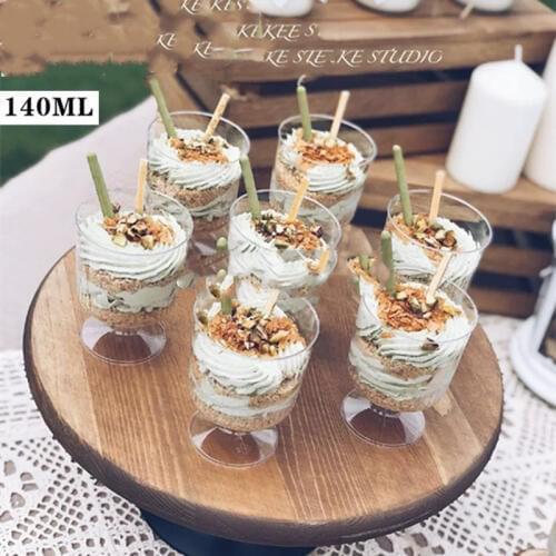 New 40PCS 140ml Mousse Dessert cup Wine glass Plastic Cake Jelly Pudding Cups Kitchen Accessories Party Wedding Supplies