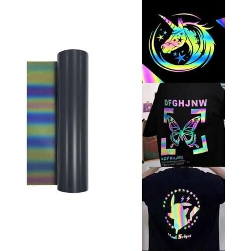 25cm*25cm rainbow reflective lettering film heat transfer vinyl film T-shirt Iron On HTV Printing crop number pattern