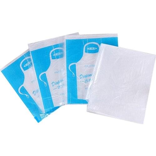 50PCS Multifunctional Clear Disposable Aprons White Plastic Aprons For Cooking Waterproof Oil-proof For Painting And Picnic