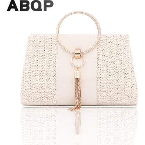 ABQP Designers Luxury Straw Clutch Bags For Women Tassel Female Wedding Party Shoulder Bag Girls Evening Clutch Handbags