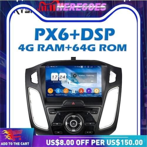 PX6 DSP TDA7851 IPS Android 9.0 64GB + 4G LTE Car DVD Player GPS map RDS Radio Wifi Bluetooth 5.0 For Ford Focus 2011- 2017 2018