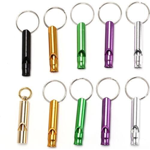 10 PCS/Lot Outdoor Emergency Mini Aluminum Alloy Whistle Keyring Keychain For Survival Safety Sport Camping Hunting Random Color