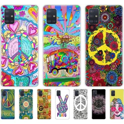 Silicon phone cover case for samsung galaxy A51 A31 A41 A71 A01 A81 A91 A30S A20S A50S M30S M40S Hippie Psychedelic Art Peace