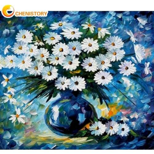 CHENISTORY 5D Diamond Painting Full Drill Square Vase Diamond Mosaic Paintings Flower Diamond Embroidery Cross Stitch Kits Decor