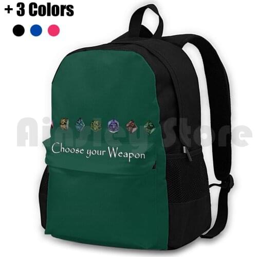 D&D Dice Outdoor Hiking Backpack Riding Climbing Sports Bag D D Pathfinder Dice Colors Nerd Forms Choose Your Weapon Adventure