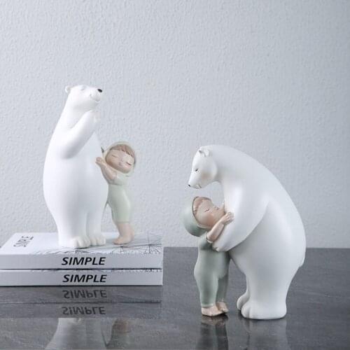 European creative polar bear hug cute baby resin ornaments modern home childrens bedroom bookcase healing art decoration