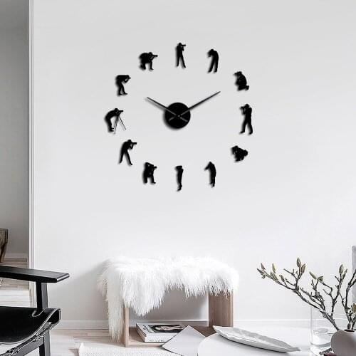 Photographers Modern Big Wall Clock Cameraman Photo Studio Room Decor Diy Acrylic Mirror Sticker Wall Watch Photography Gift